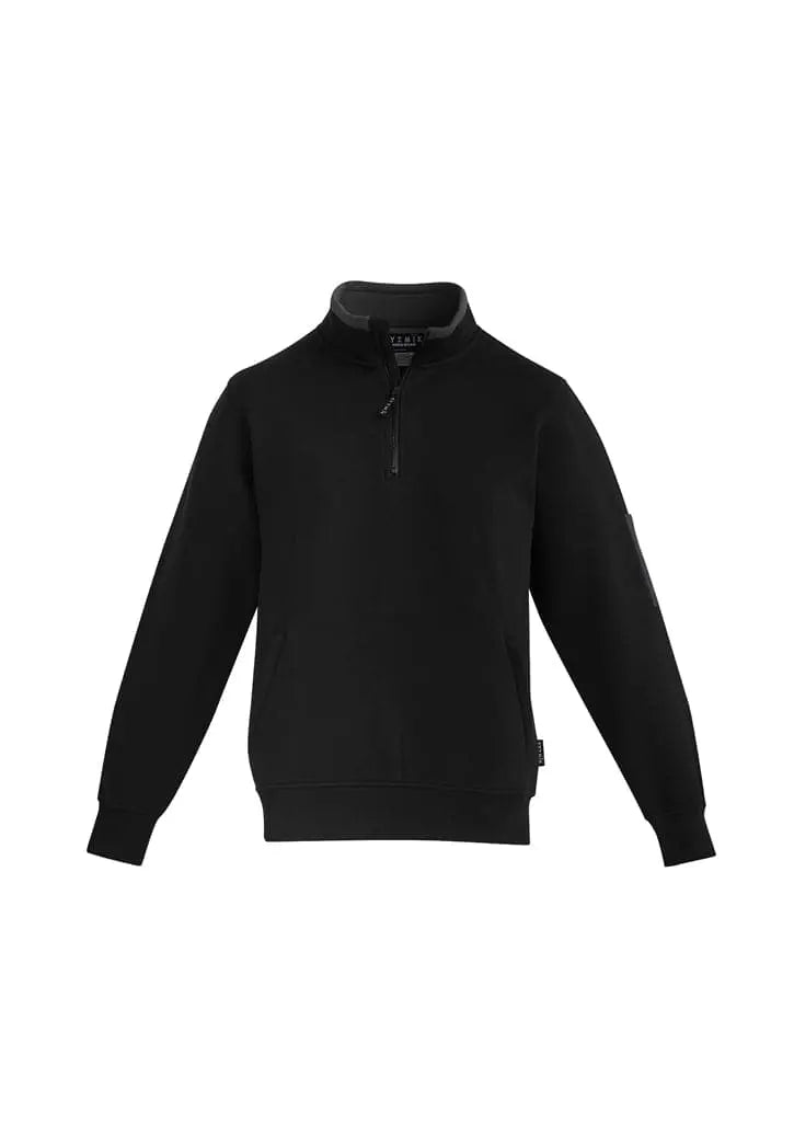 SYZMIK Men's 1/4 zip brushed fleece ZT366 Work Wear Syzmik Black/Charcoal 7XL